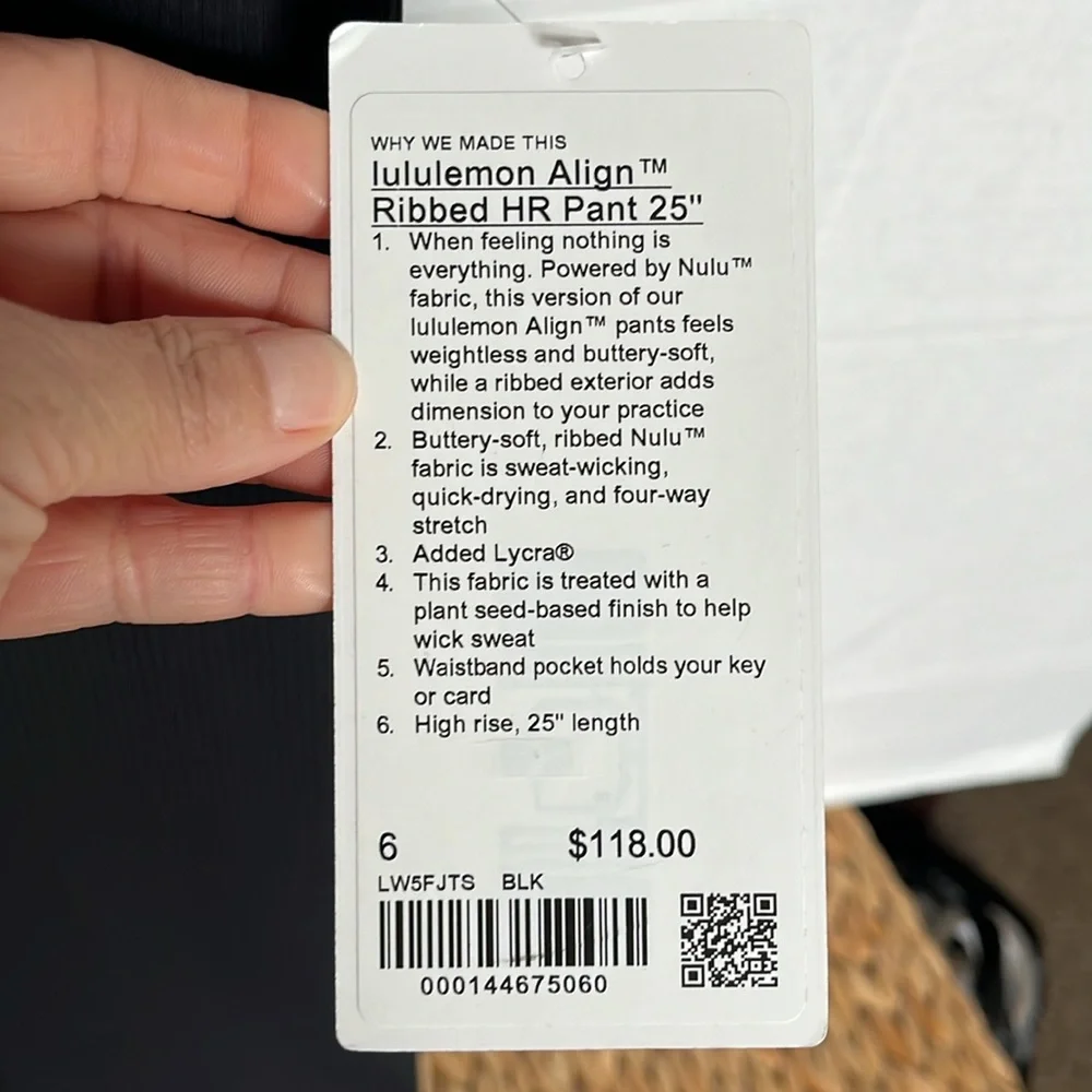 Lululemon Leggings Align Ribbed HR Pant 25” Black Size 6 BLK NEW - Picture 3 of 5